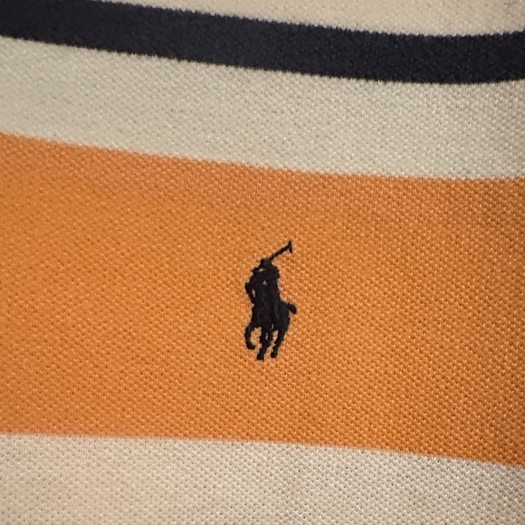 Polo by Ralph Lauren Men's Orange and White Striped Polo - Picture 2 of 4